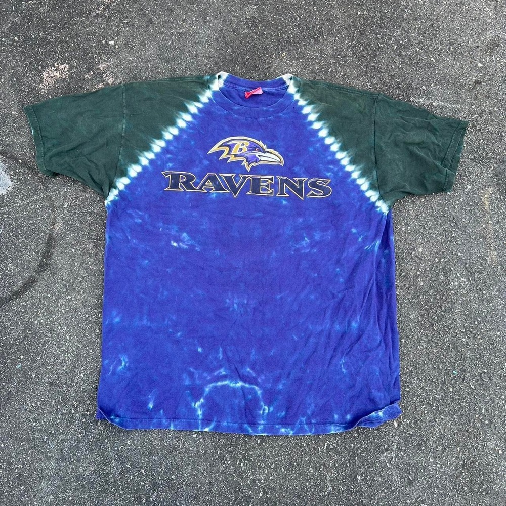 Y2K 2000s Baltimore Ravens Tie Dye AOP Graphic Shirt size XL